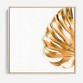 Obraz w ramie 80x80 - Przyjemność dla Oczu - złote, liście - rama drewno