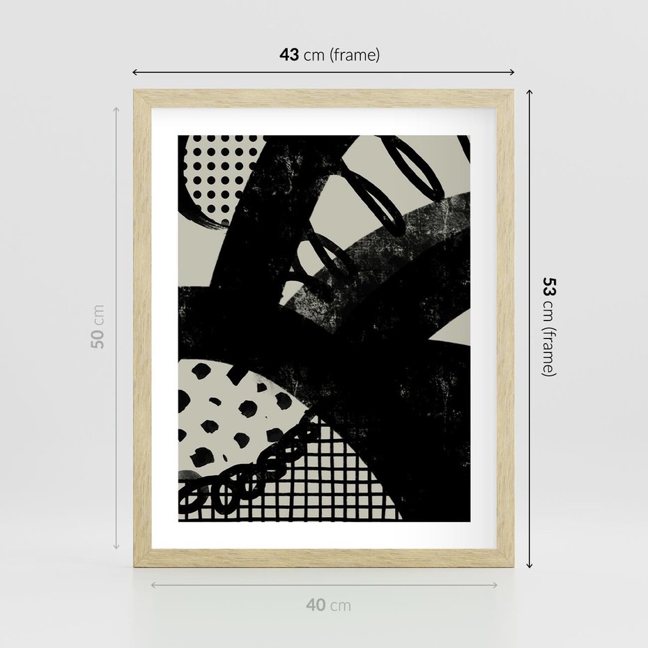Plakat w ramie 40x50 - Nieznanie Zaskoczenia - bstrakcyjna mroczna kompozycja, nieregularne - rama drewno