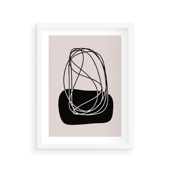 Plakat w ramie 50x70 - Linie Eksploracji - abstrakcyjne szkicowane linie, minimalizm - rama biała