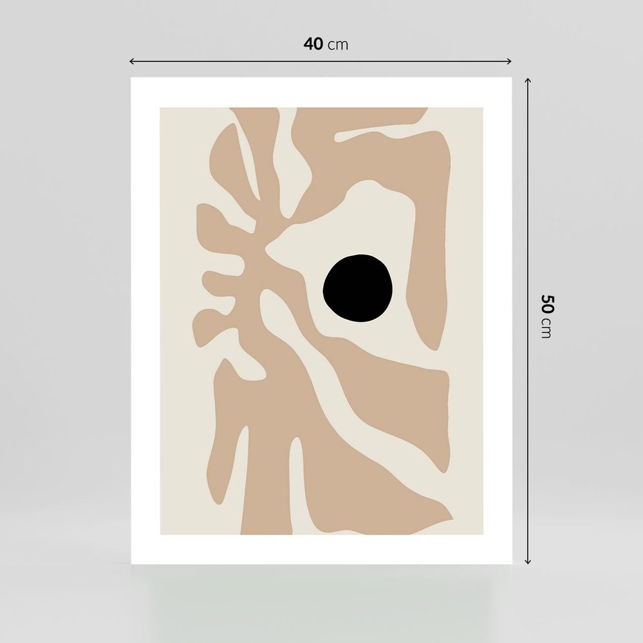 Plakat bez ramy 40x50 - Eksploracja Abstrakcji - beżowa absrakcyjna kompozycja, czarny akcent