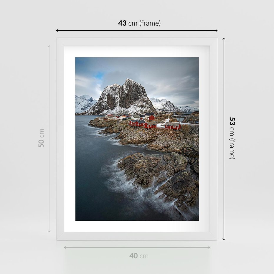 Plakat w ramie 40x50 - Skandynawia - górska odsłona - Skandynawia, góry - rama biała