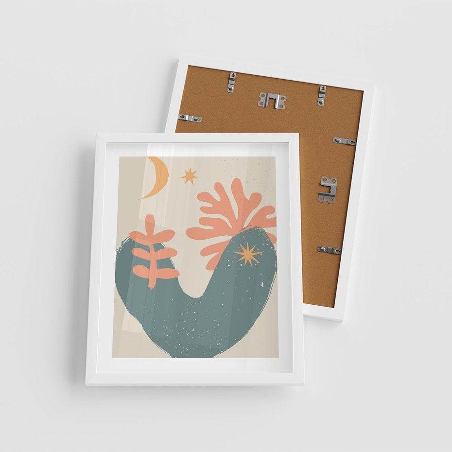 Plakat w ramie 40x50 - Energetyczne Kształty - boho formy, kształty - rama biała