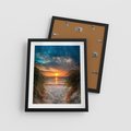 Plakat w ramie 40x50 - Magia zachodu słońca na plaży - zachód, słońca - rama czarna