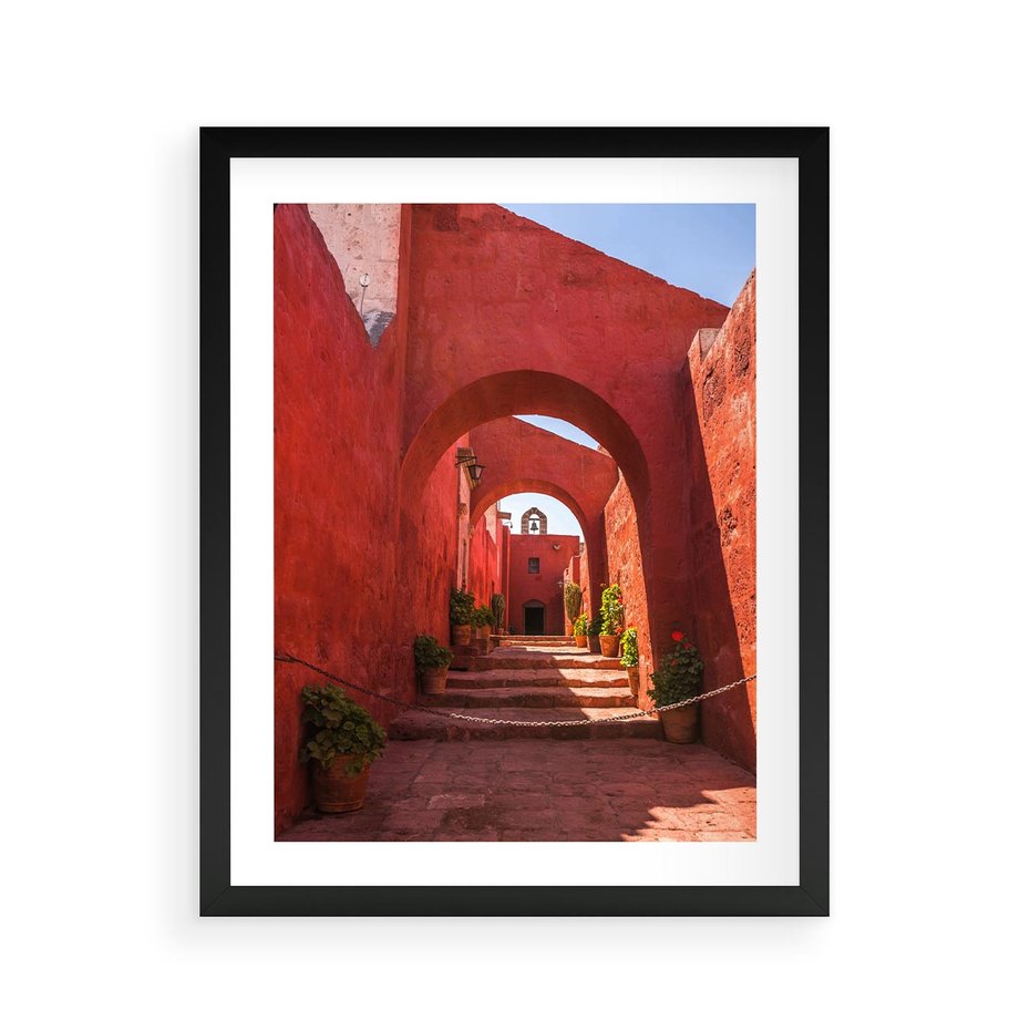 Plakat w ramie 40x50 - Perspektywa Uliczki - uliczka, perspektywa - rama czarna