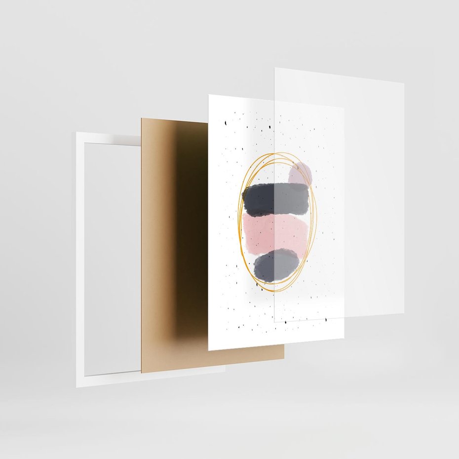 Plakat w ramie 50x70 - Migocące Odbicia - abstrakcyjna kompozycja, jak ręcznie malowana - rama biała