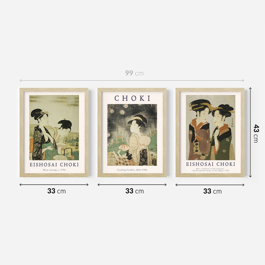 Zestaw obrazy w ramie 30x40 galeria - Japonia, sztuka, Choki, orient - rama drewno