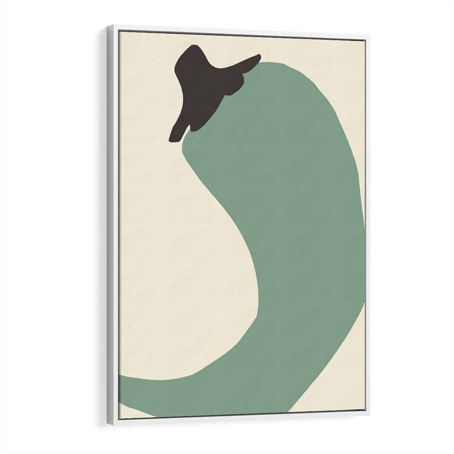 Obraz w ramie 50x70 - Granice Akwareli - abstrakcyjny minimalistyczny obraz, zielona papryczka - rama biała