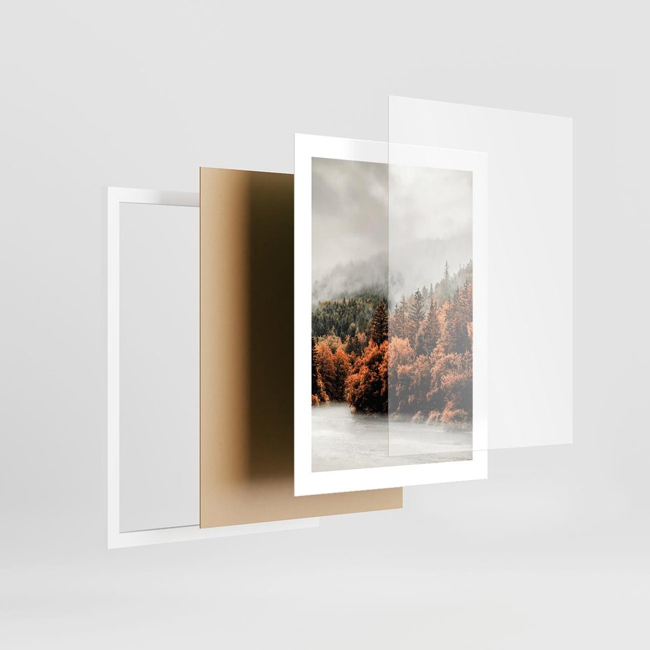 Plakat w ramie 30x40 - Jesienna Mgła - las, góry - rama biała
