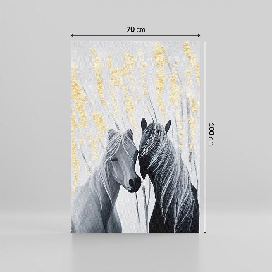 Obraz na płótnie 70x100 - Boho Marzenie - nowoczesna grafika, białe konie