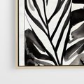 Obraz w ramie 100x70 - Czarne Liście - akwarelowy obraz, czarno biały - rama drewno