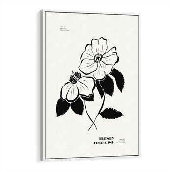 Obraz w ramie 80x120 - Poezja kwiecistej kreski - kwiaty, minimalistyczne - rama biała