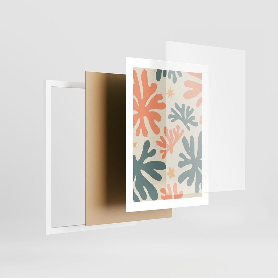 Plakat w ramie 30x40 - Boho Wybuch - boho formy, kształty - rama biała