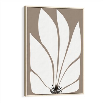 Obraz w ramie 70x100 - Ekspresyjne Kontury - abstrakcyjny kwiat, beże i brązy - rama drewno