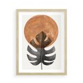 Plakat w ramie 50x70 - Natura a Sztuka - liść monstery, czarna grafika - rama drewno