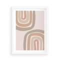Plakat w ramie 50x70 - Migotliwe Tęczowe Przestrzenie - abstakcyjne tęcze, delikatne odcienie beżu - rama biała