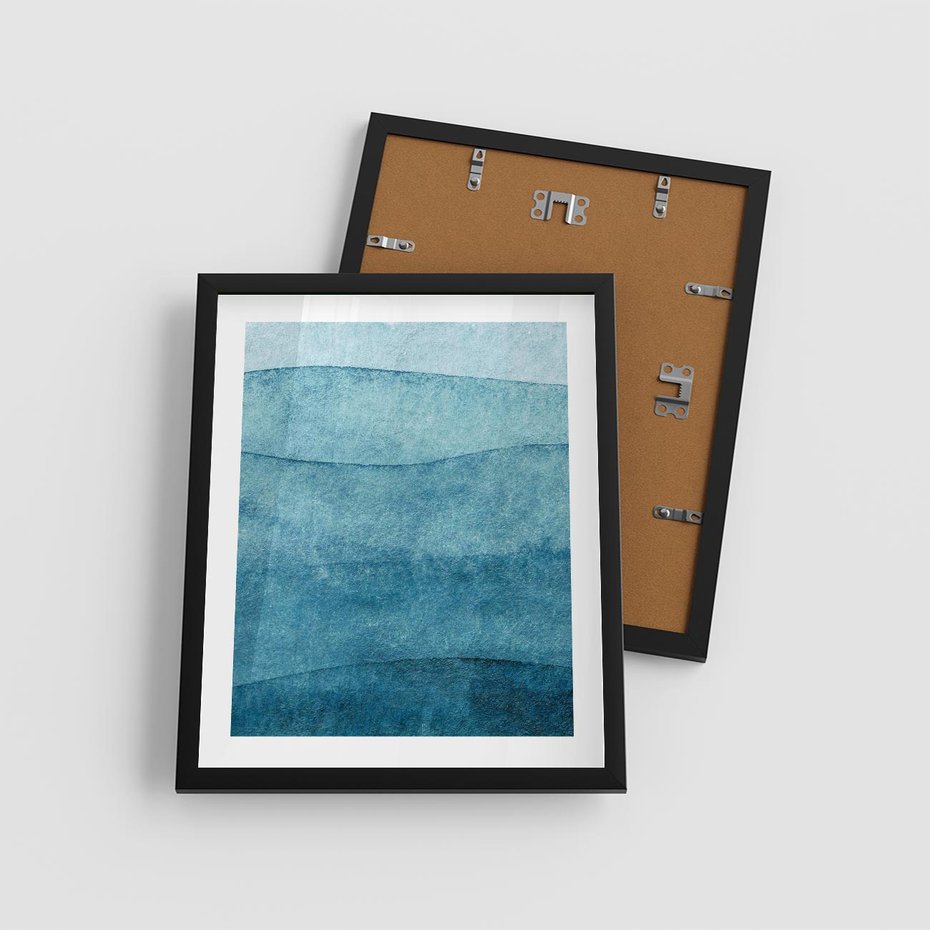 Plakat w ramie 40x50 - Kolorowe fale akwareli - akwarela, fale - rama czarna