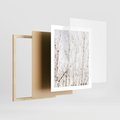 Plakat w ramie 40x50 - Szron na Gałęziach - ośnieżone gałązki, szron na gałęziach - rama drewno