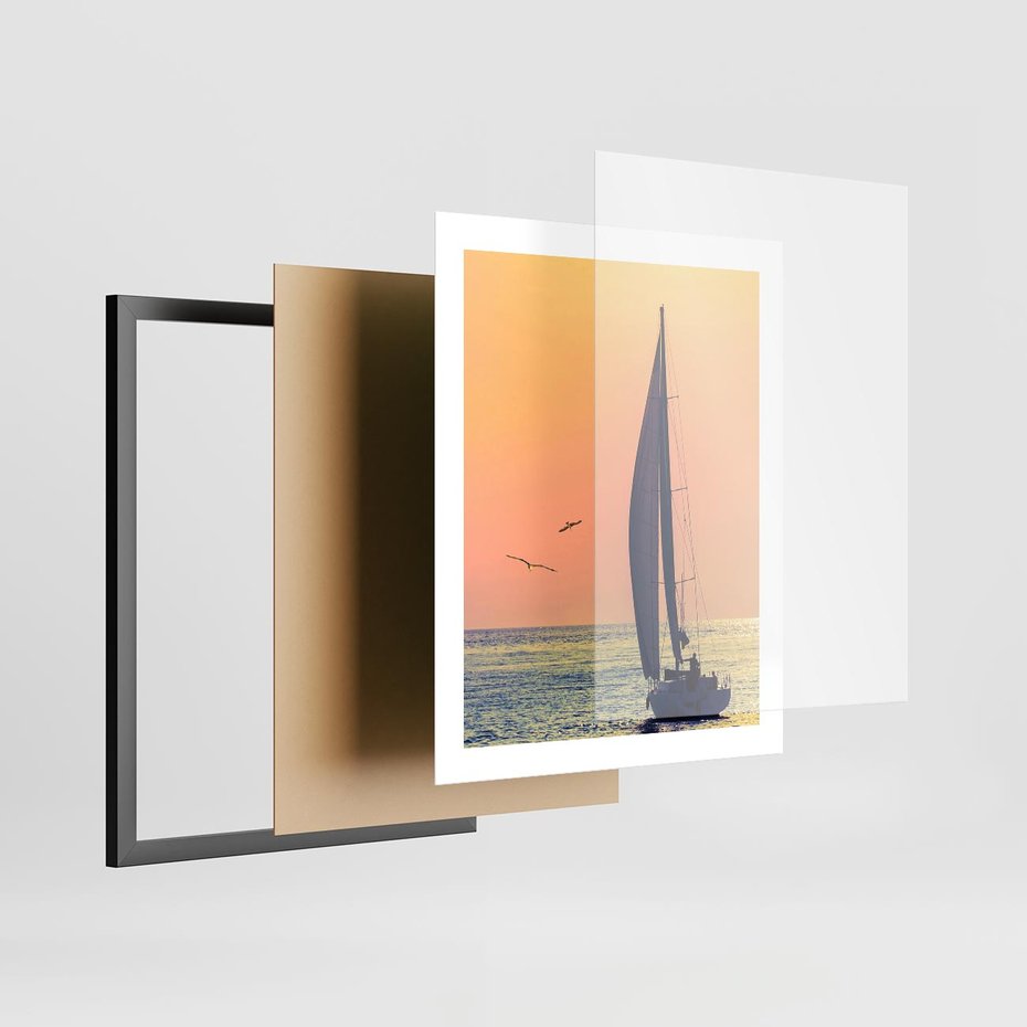 Plakat w ramie 40x50 - Żaglówka na Horyzoncie - żaglówka, jacht - rama czarna