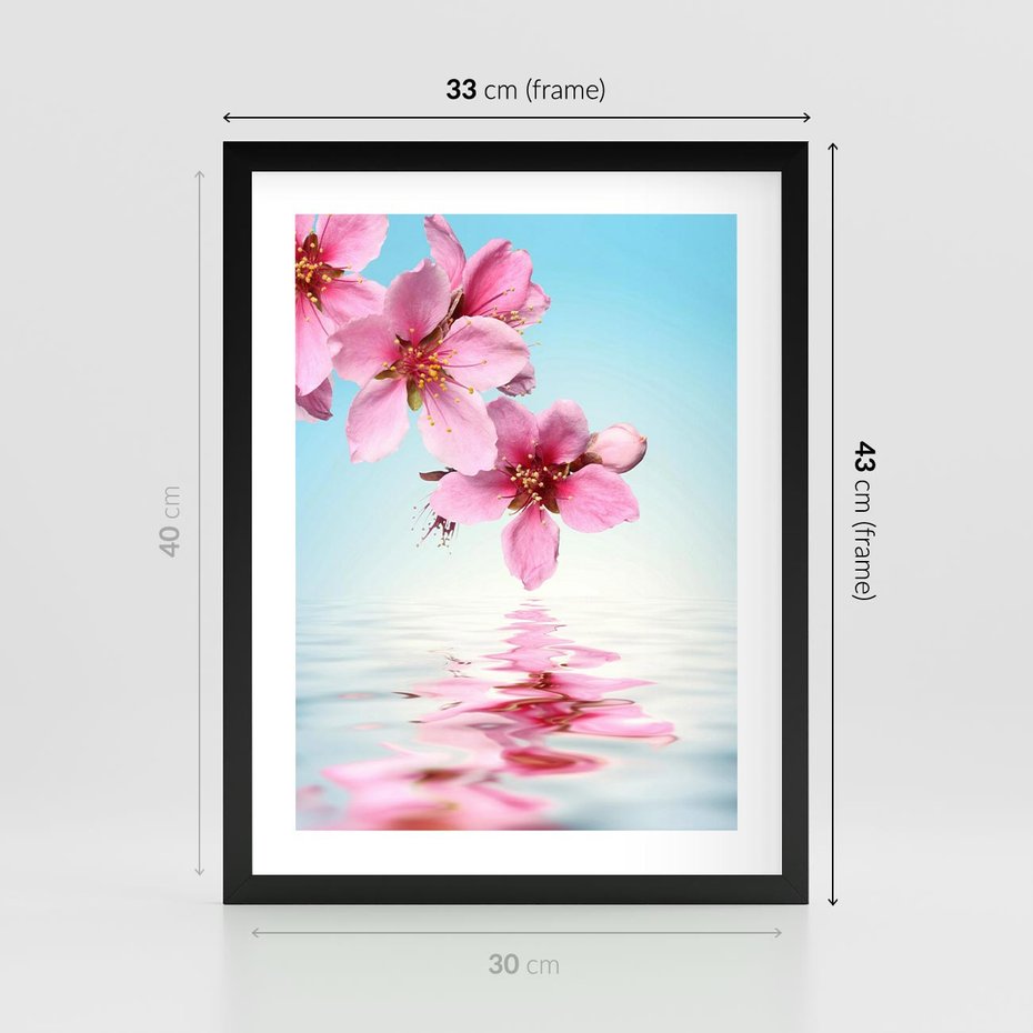 Plakat w ramie 30x40 - Magia kwitnącej wiśni - kwitnąca, wiśnia - rama czarna