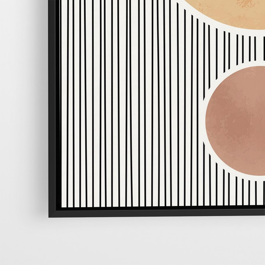 Obraz w ramie 50x70 - Taniec Linii - abstrakcyjna nowoczesna sztuka, koła okręgi - rama czarna