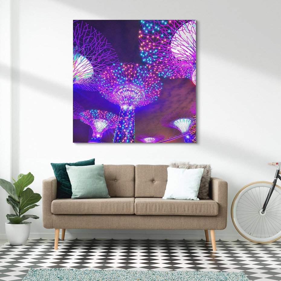 Obraz na płótnie 60x60 - Azja: nocne światła architektury - Azja, noc