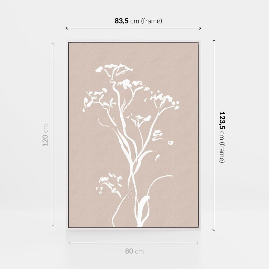 Obraz w ramie 80x120 - Harmonijne Mini Boho - minimalistyczny delikatny obraz, beżowe odcienie - rama biała
