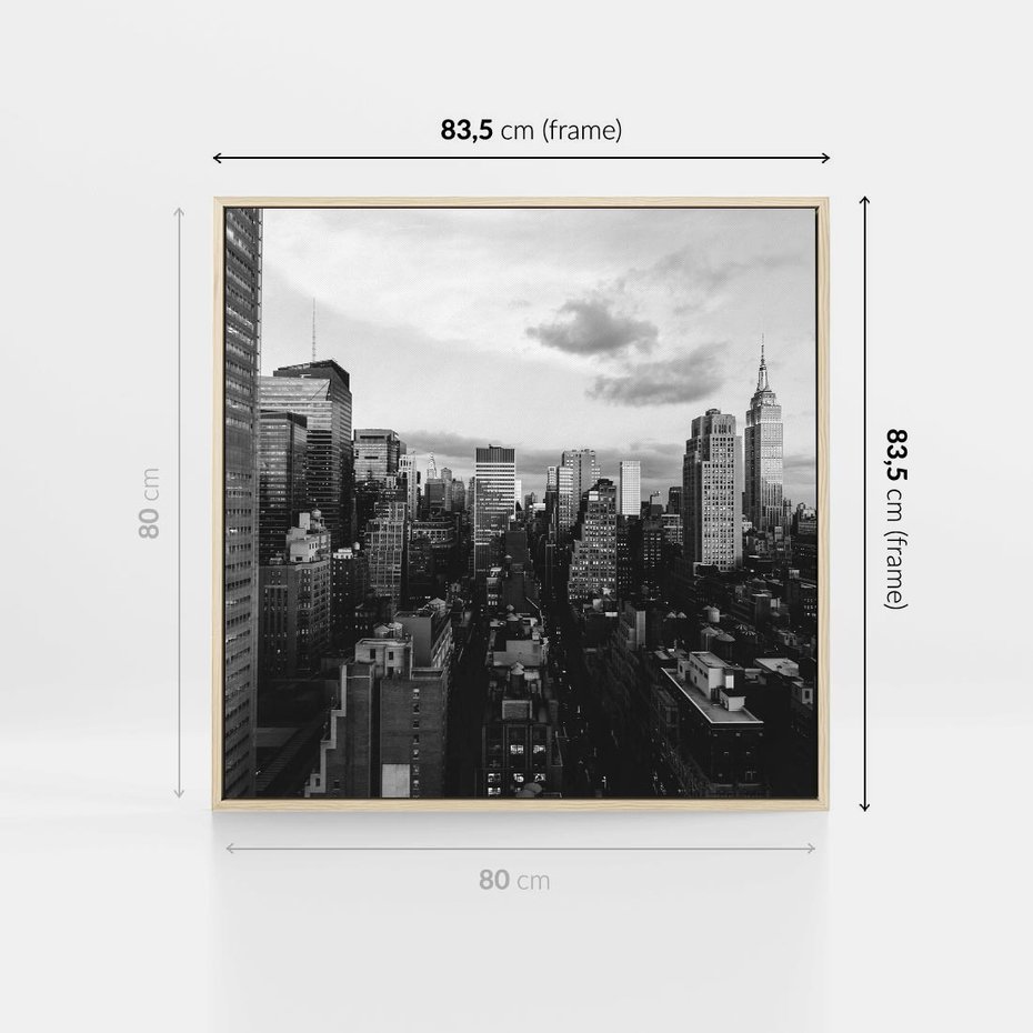 Obraz w ramie 80x80 - Wibracje Miejskiego Życia - miasto, wieżowce - rama drewno