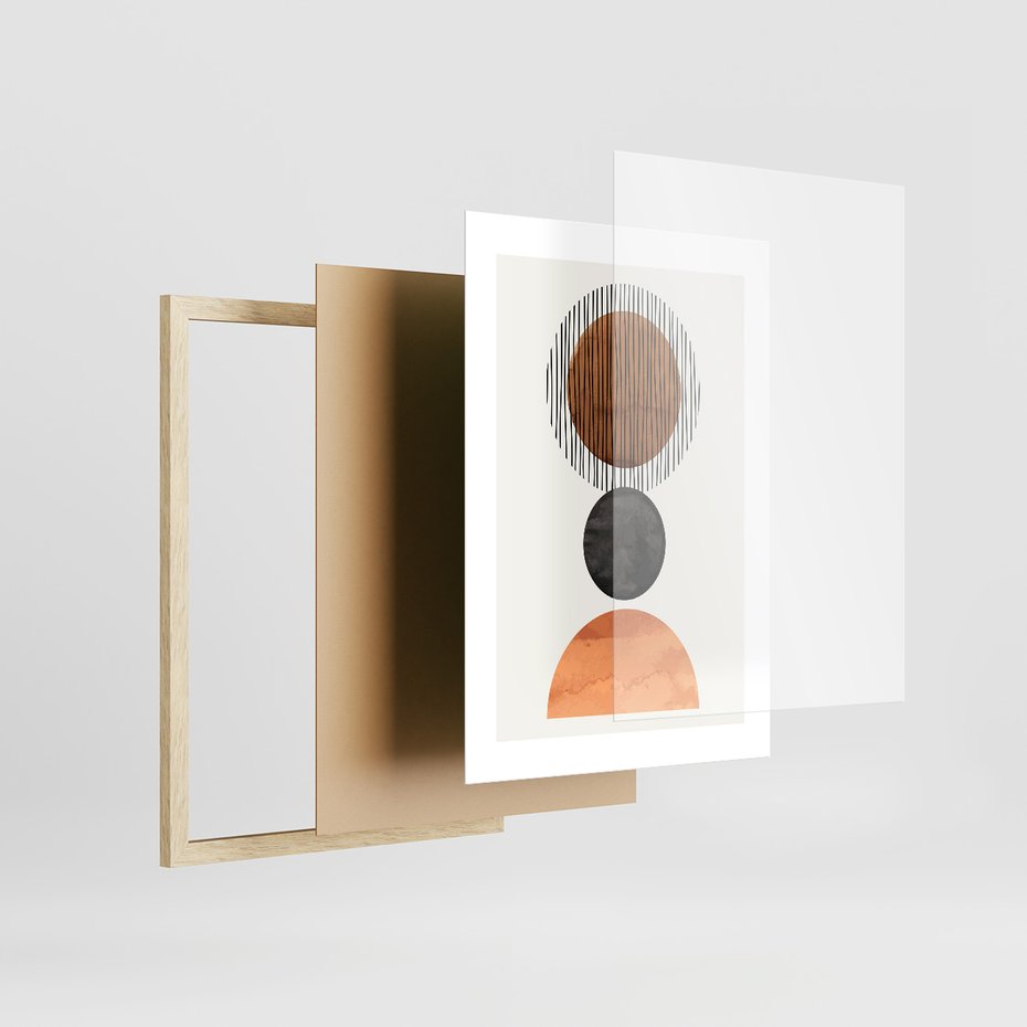 Zestaw obrazy w ramie 50x70 galeria - Geometryczne, nowoczesne - rama drewno