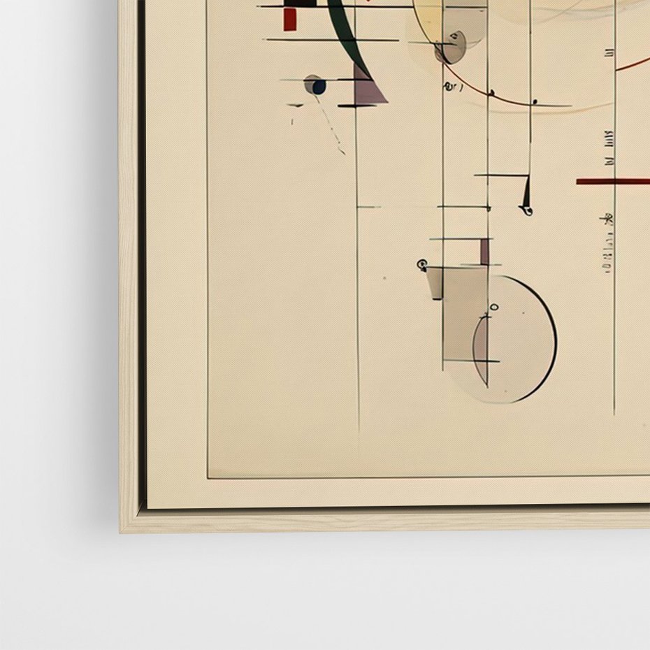 Obraz w ramie 80x120 - Impulsy Wydobyte z Cienia - abstrakcyjna geometryczna kompozycja, koła linie - rama drewno