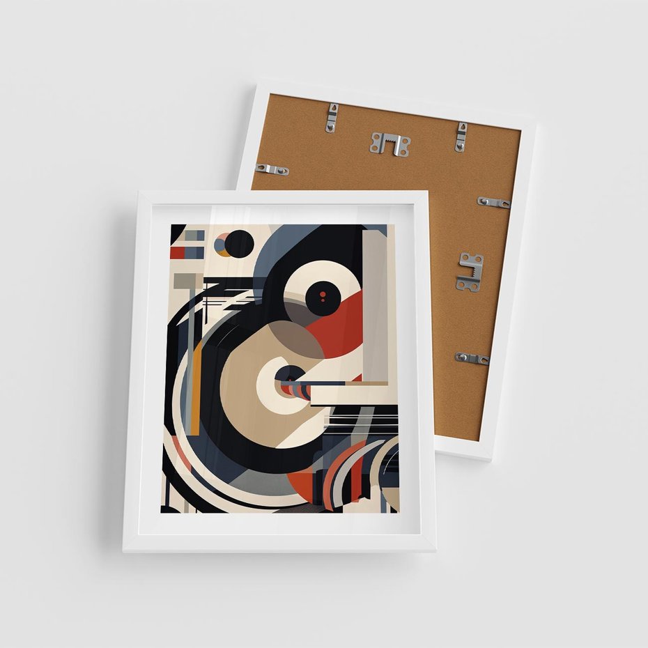 Plakat w ramie 40x50 - Wibracje Marzeń - abstrakcyjny obraz, geometryczne koła - rama biała