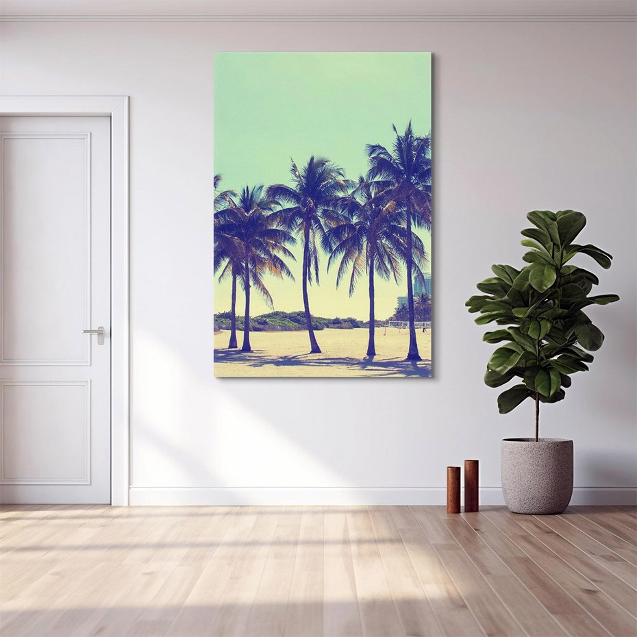 Obraz na płótnie 70x100 - Idylliczna Plaża z Palmami - palmy, plaża