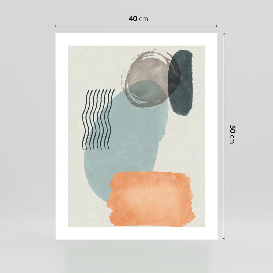 Plakat bez ramy 40x50 - Kształtujące Plamy - geometryczne elementy, stonowane ziemiste kolory