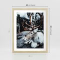 Plakat w ramie 40x50 - W Zimowej Krainie - renifer, zima - rama drewno