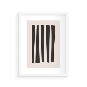 Plakat w ramie 40x50 - Migotliwa Transformacja Form - minimalizm, czarne pasy - rama biała