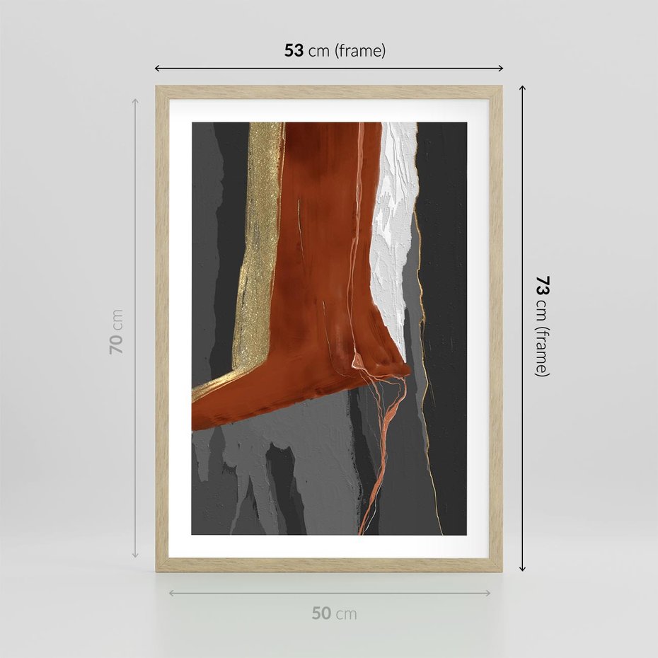 Plakat w ramie 50x70 - Abstrakcyjna impresja - abstrakcja, nowoczesny - rama drewno