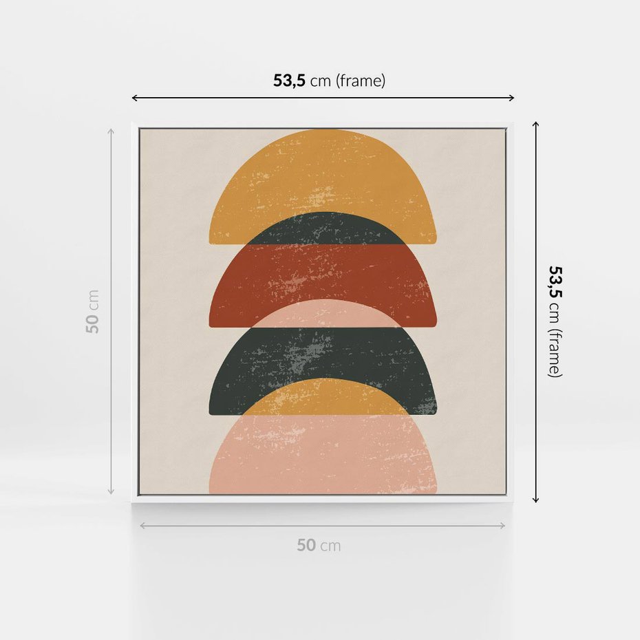 Obraz w ramie 50x50 - Energetyczne Wzory - nowoczesny plakat, abstrakcyjne kształty - rama biała