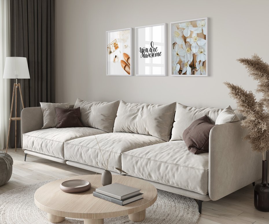 Zestaw obrazy w ramie 50x70 galeria - Motywacyjny, napis, typografia, kobieca - rama biała