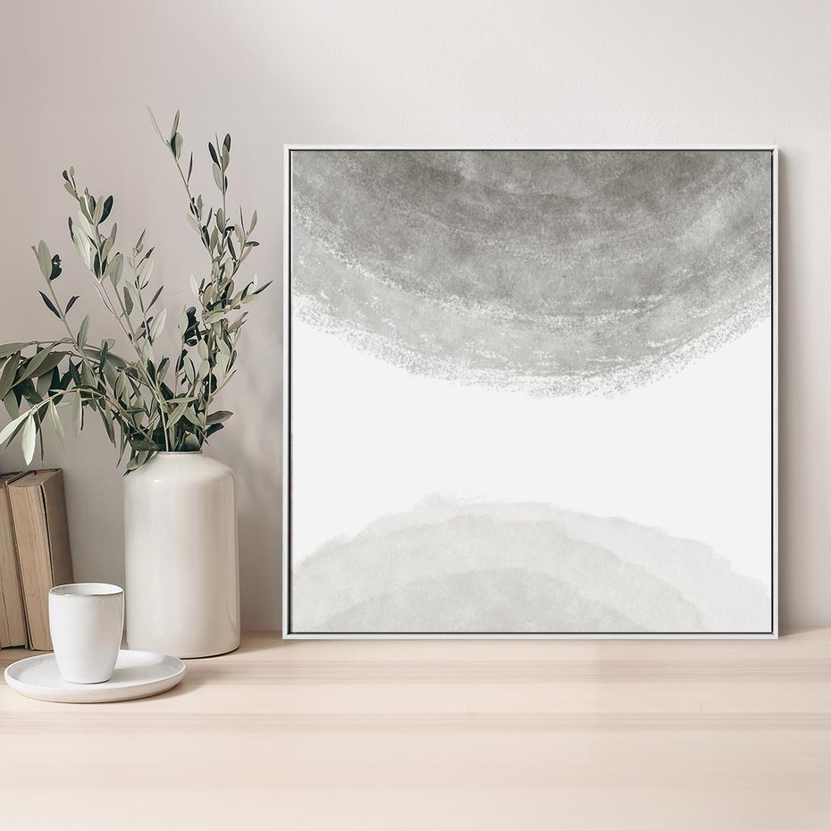 Obraz w ramie 50x50 - Impresje Energii - rozmyte cienie, abstrakcja - rama biała