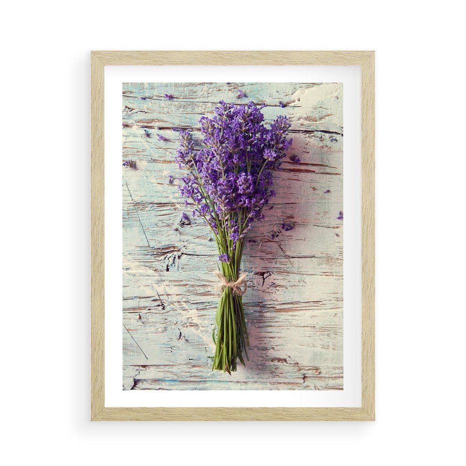 Plakat w ramie 50x70 - Kwiatowy bukiet pełen piękna - bukiet, kwiaty - rama drewno