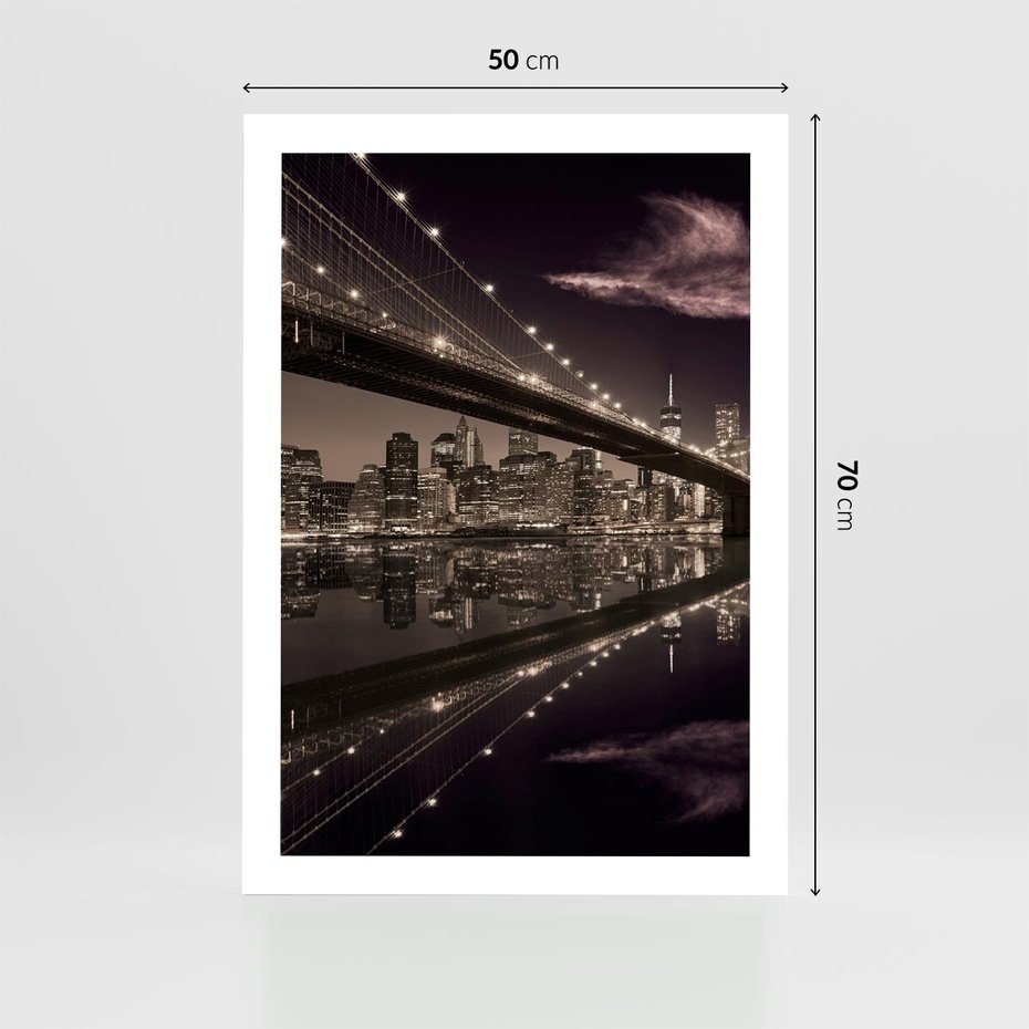 Plakat bez ramy 50x70 - Most na nocnym horyzoncie - most, noc