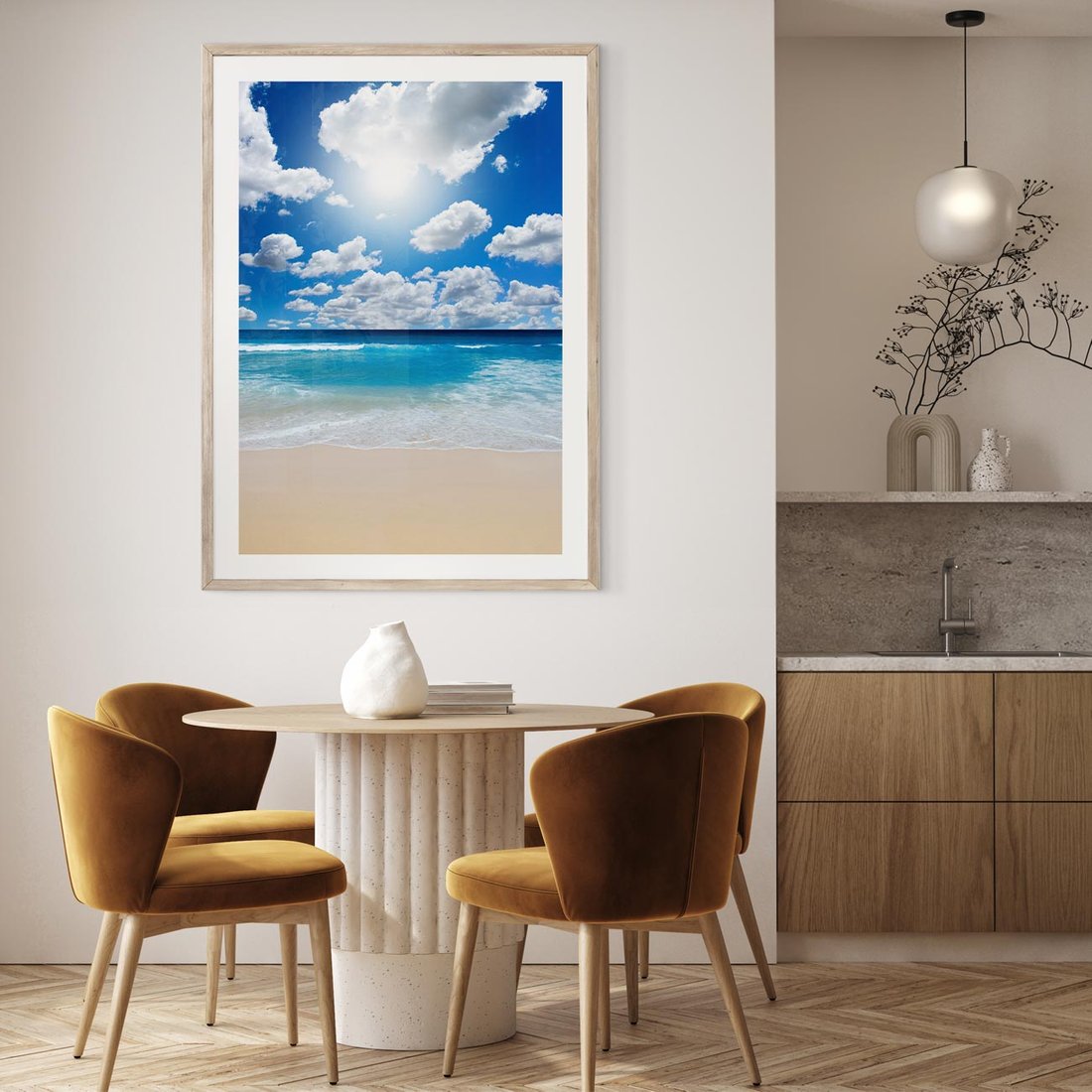 Plakat w ramie 40x50 - Wakacyjna plaża - plaża, wakacje - rama drewno