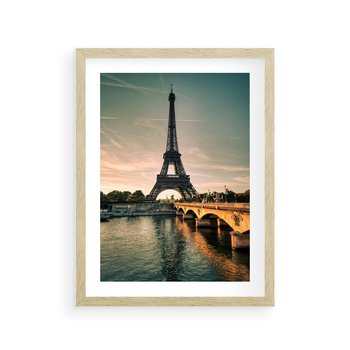 Plakat w ramie 50x70 - Paryski Szczyt - Paryż, wieża - rama drewno