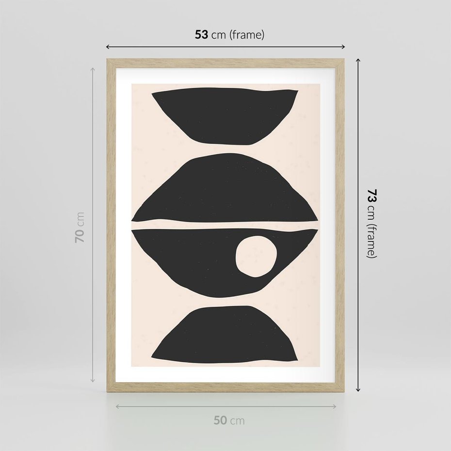 Plakat w ramie 50x70 - Nowoczesna Sztuka na Beżowym Tle - nowoczesna sztuka, abstrakcja - rama drewno