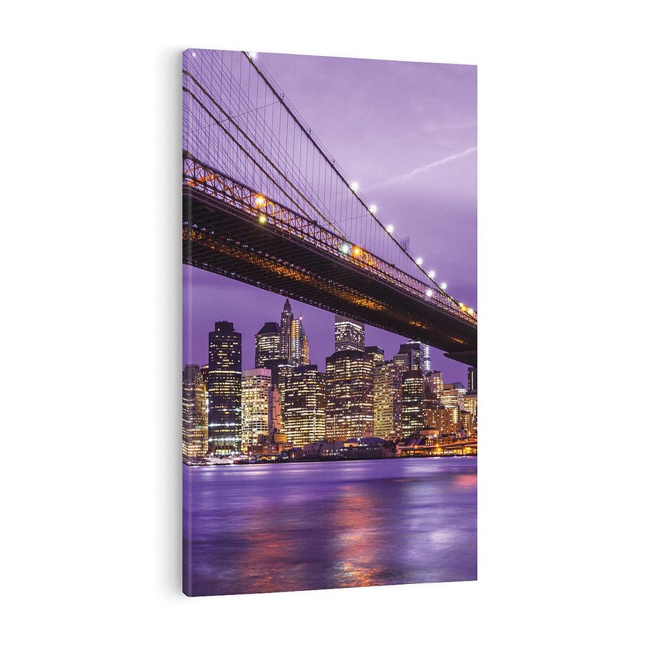 Obraz na płótnie 70x100 - Nocny Spacer po Moście Manhattan - most, Nowy Jork