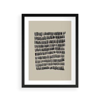 Plakat w ramie 30x40 - Energetyczne Pulsacje Nowości - boho plakat, czarne kropki kreski - rama czarna