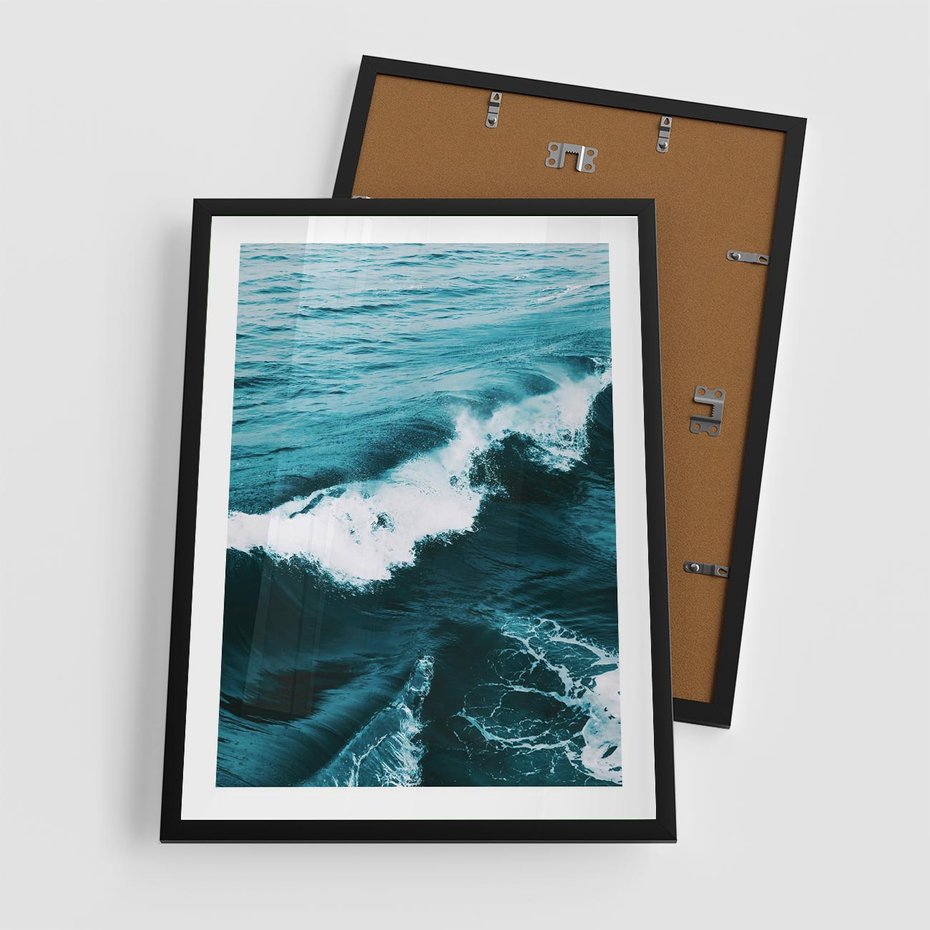 Plakat w ramie 50x70 - Wibracje Oceanu - turkusowy ocean, fale - rama czarna