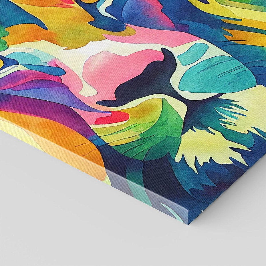 Obraz na płótnie 30x30 - Tęczowy Lew - akwarela, tęczowy lew