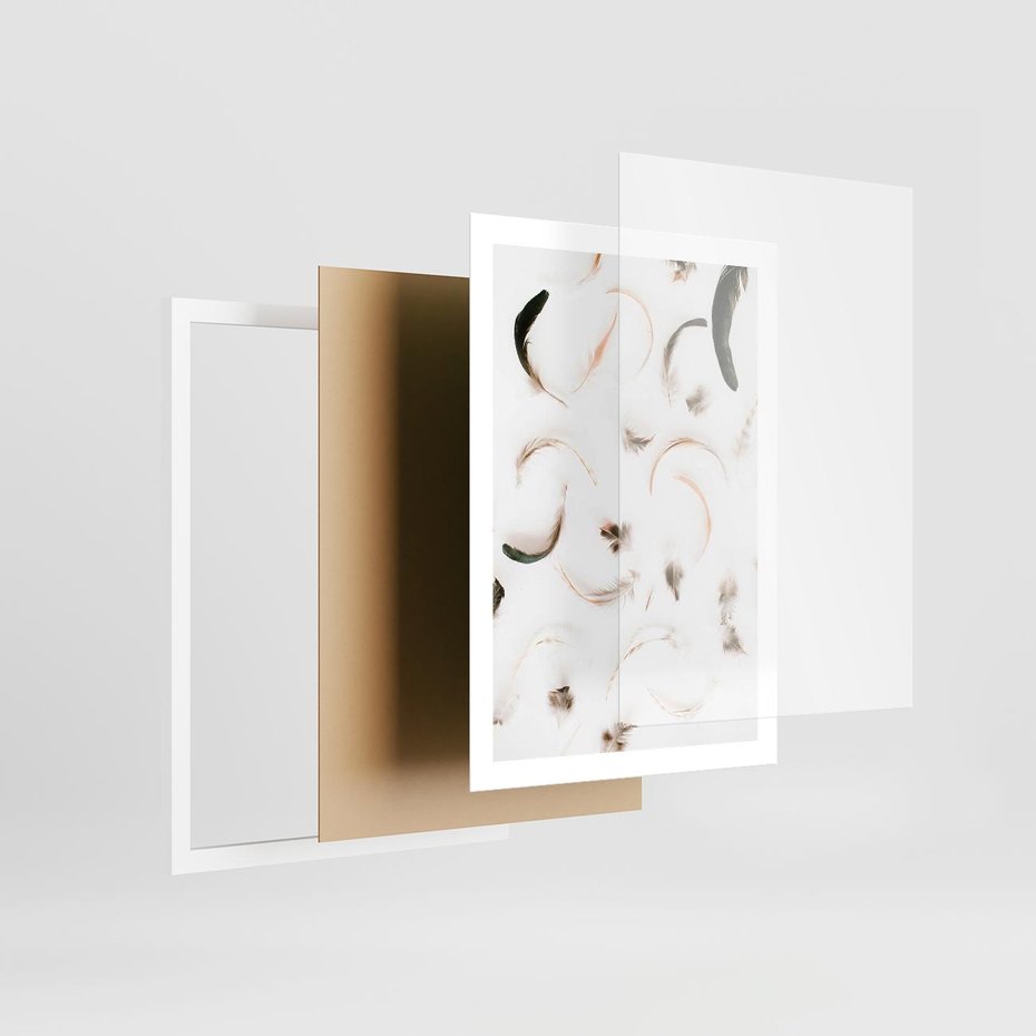 Plakat w ramie 50x70 - Kompozycja z Piór - pióra, kompozycja - rama biała