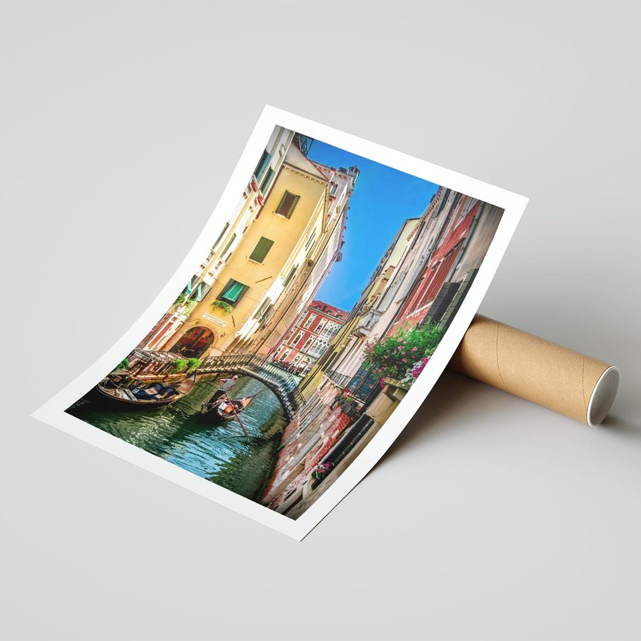 Plakat bez ramy 21x30 - Romantyczna Gondola - Wenecja, gondola