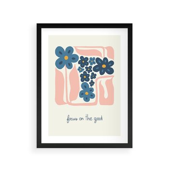 Plakat w ramie 40x50 - Linie kwiatowych marzeń - minimalistyczna kwiatowa kompozycja, pastelowe kolory - rama czarna